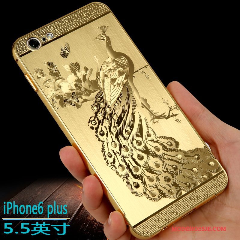 Hoesje iPhone 6/6s Plus Zakken Telefoon Omlijsting, Hoes iPhone 6/6s Plus Scheppend Goud Hard