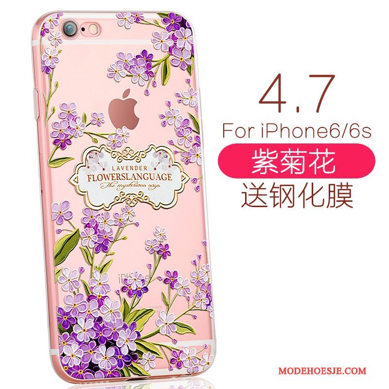 Hoesje iPhone 6/6s Spotprent Mini Elegante, Hoes iPhone 6/6s Zacht Rozetelefoon