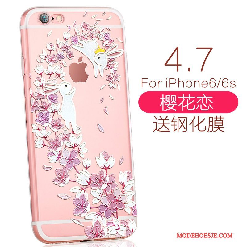 Hoesje iPhone 6/6s Spotprent Mini Elegante, Hoes iPhone 6/6s Zacht Rozetelefoon