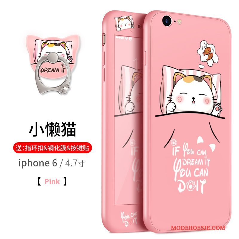 Hoesje iPhone 6/6s Spotprent Telefoon Roze, Hoes iPhone 6/6s Siliconen Dun Hanger