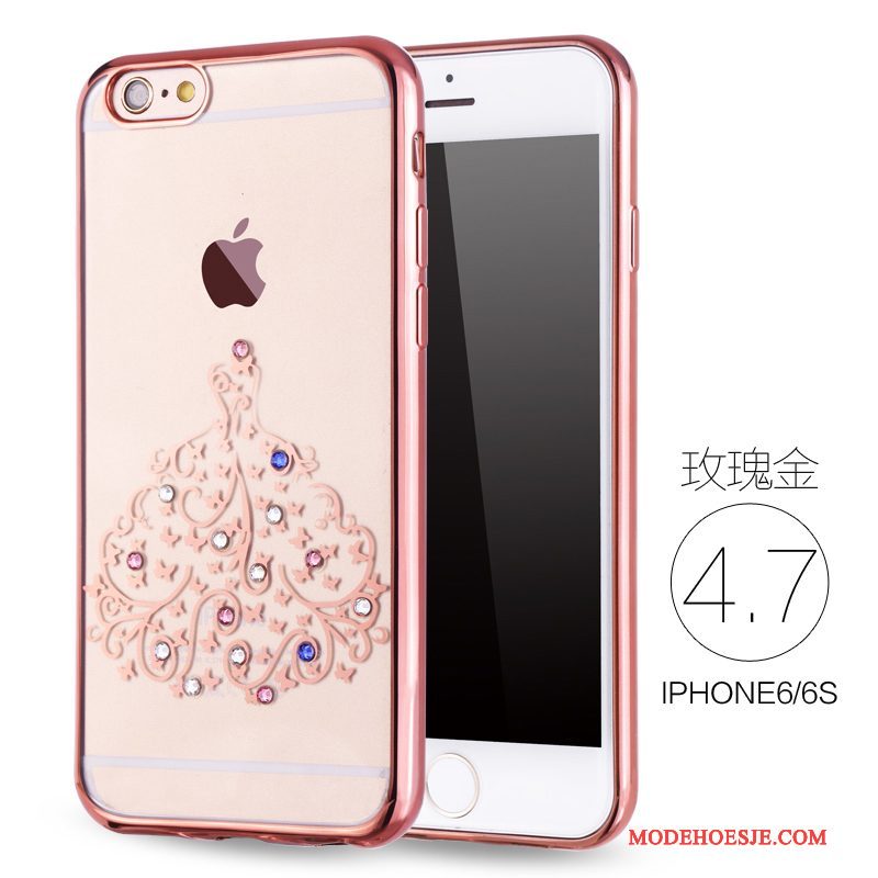 Hoesje iPhone 6/6s Strass Roze Dun, Hoes iPhone 6/6s Zacht Nieuwtelefoon