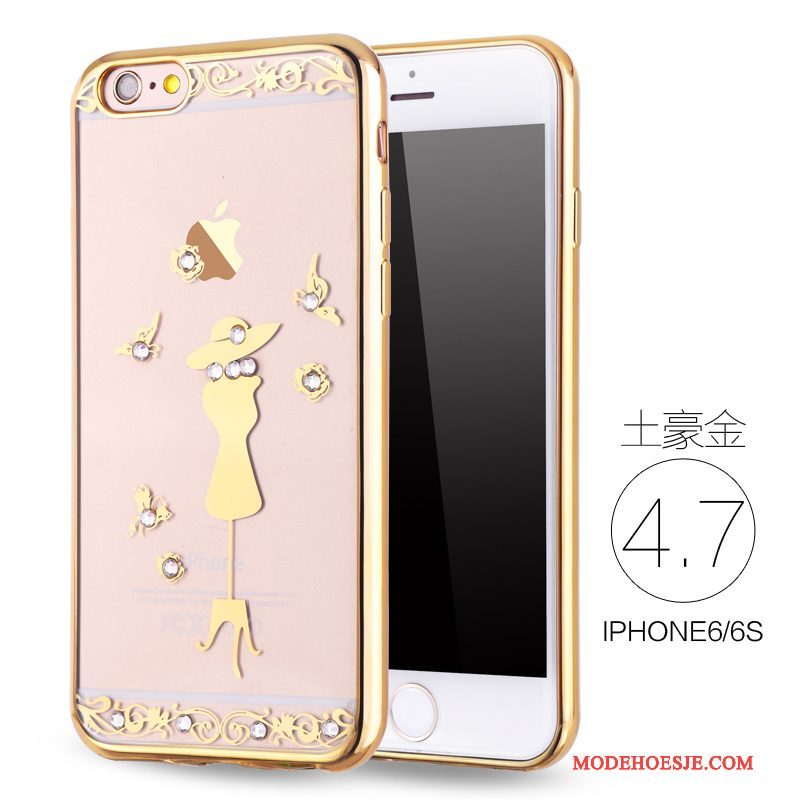 Hoesje iPhone 6/6s Strass Roze Dun, Hoes iPhone 6/6s Zacht Nieuwtelefoon