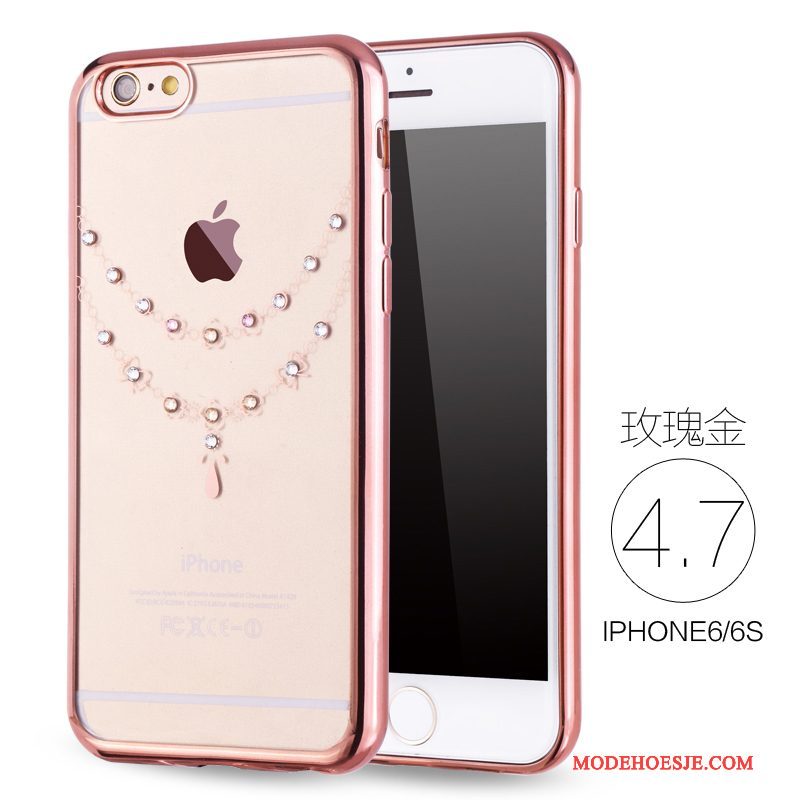 Hoesje iPhone 6/6s Strass Roze Dun, Hoes iPhone 6/6s Zacht Nieuwtelefoon