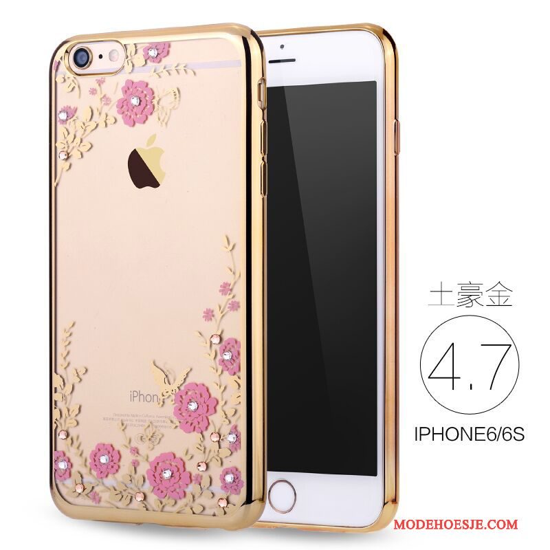 Hoesje iPhone 6/6s Strass Roze Dun, Hoes iPhone 6/6s Zacht Nieuwtelefoon