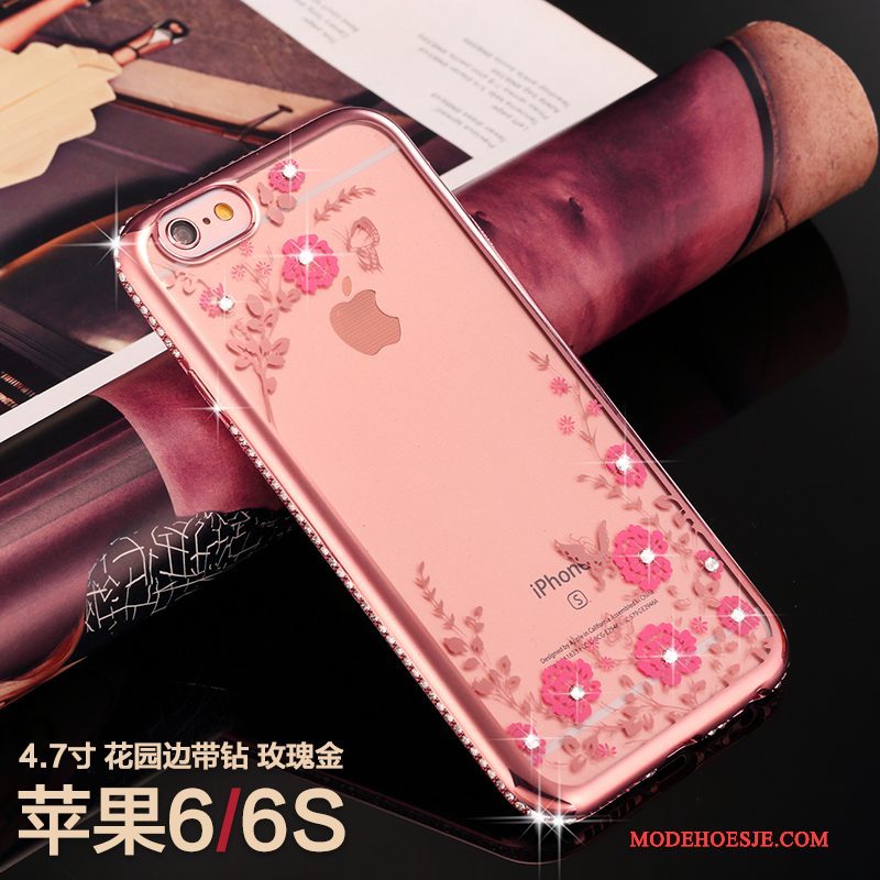 Hoesje iPhone 6/6s Strass Telefoon Roze, Hoes iPhone 6/6s Zakken Goud Rood