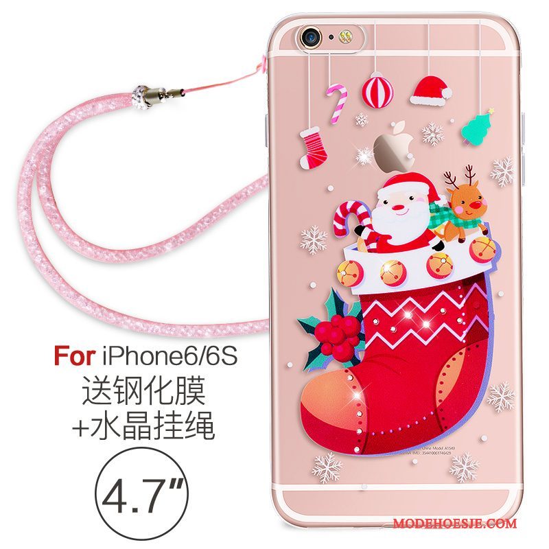 Hoesje iPhone 6/6s Zacht Elegante Hanger, Hoes iPhone 6/6s Strass Telefoon Roze