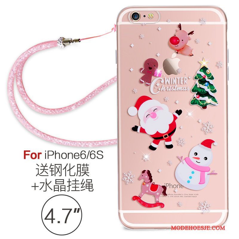 Hoesje iPhone 6/6s Zacht Elegante Hanger, Hoes iPhone 6/6s Strass Telefoon Roze