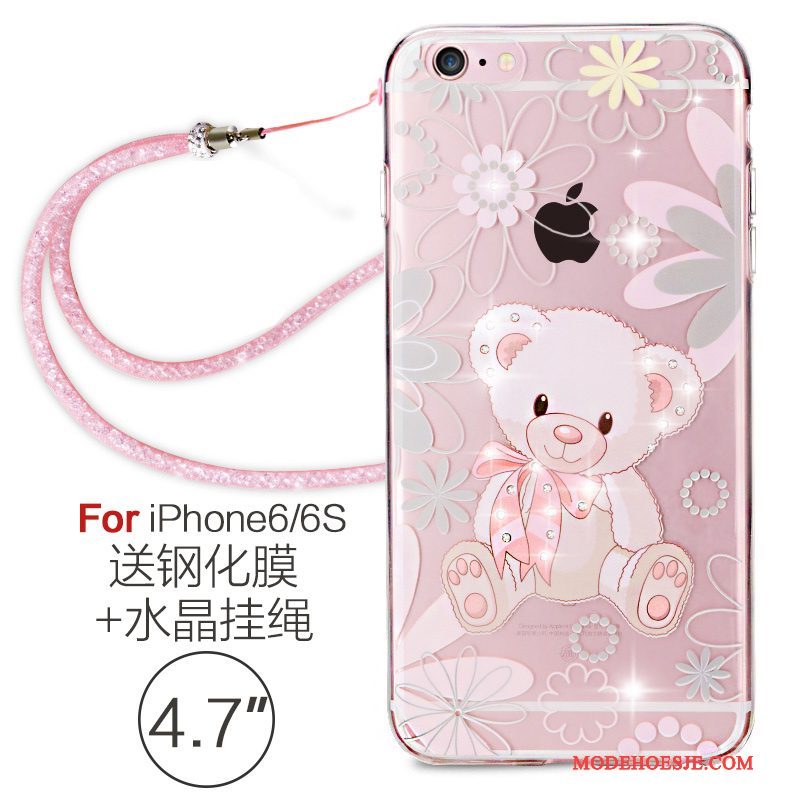 Hoesje iPhone 6/6s Zacht Elegante Hanger, Hoes iPhone 6/6s Strass Telefoon Roze