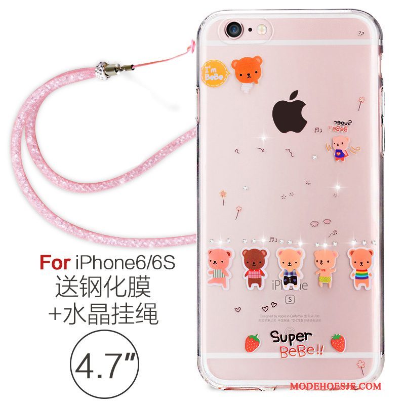 Hoesje iPhone 6/6s Zacht Elegante Hanger, Hoes iPhone 6/6s Strass Telefoon Roze