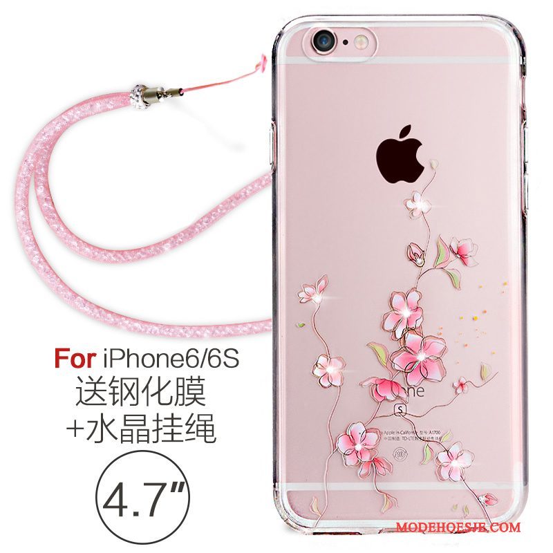 Hoesje iPhone 6/6s Zacht Elegante Hanger, Hoes iPhone 6/6s Strass Telefoon Roze