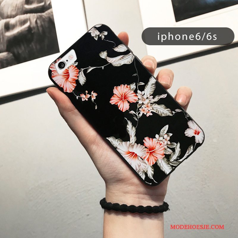 Hoesje iPhone 6/6s Zacht Elegante Schoonheid, Hoes iPhone 6/6s Scheppend Zwart Schrobben