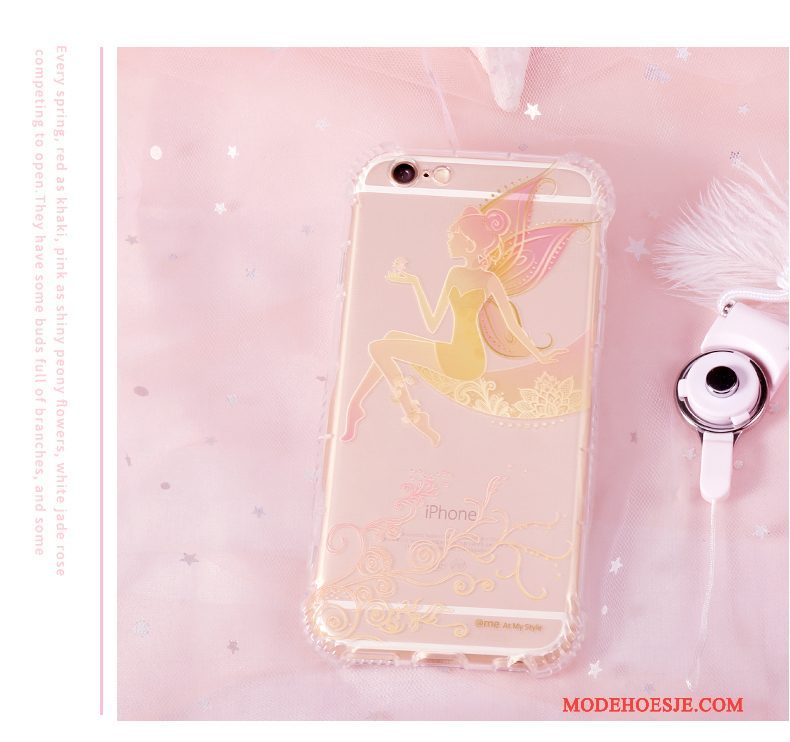 Hoesje iPhone 6/6s Zacht Telefoon Roze, Hoes iPhone 6/6s Siliconen Anti-fall Hanger