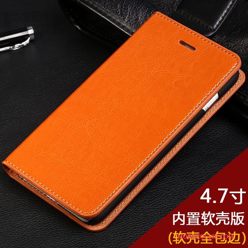 Hoesje iPhone 6/6s Zakken Kwaliteit Oranje, Hoes iPhone 6/6s Leer Anti-fall Bedrijf