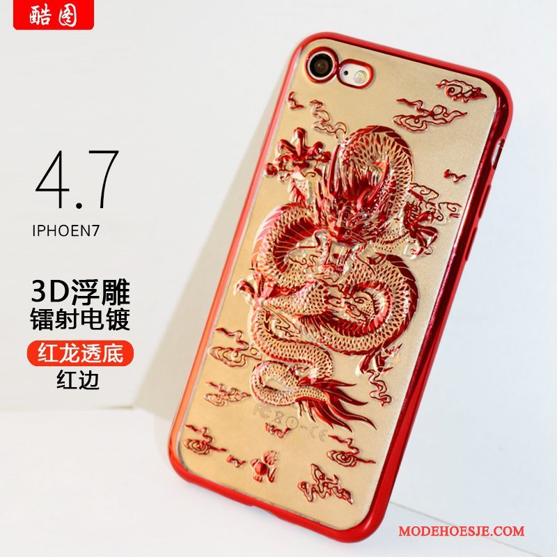 Hoesje iPhone 7 Bescherming Dragon Patroon Trend, Hoes iPhone 7 Zacht Telefoon Anti-fall