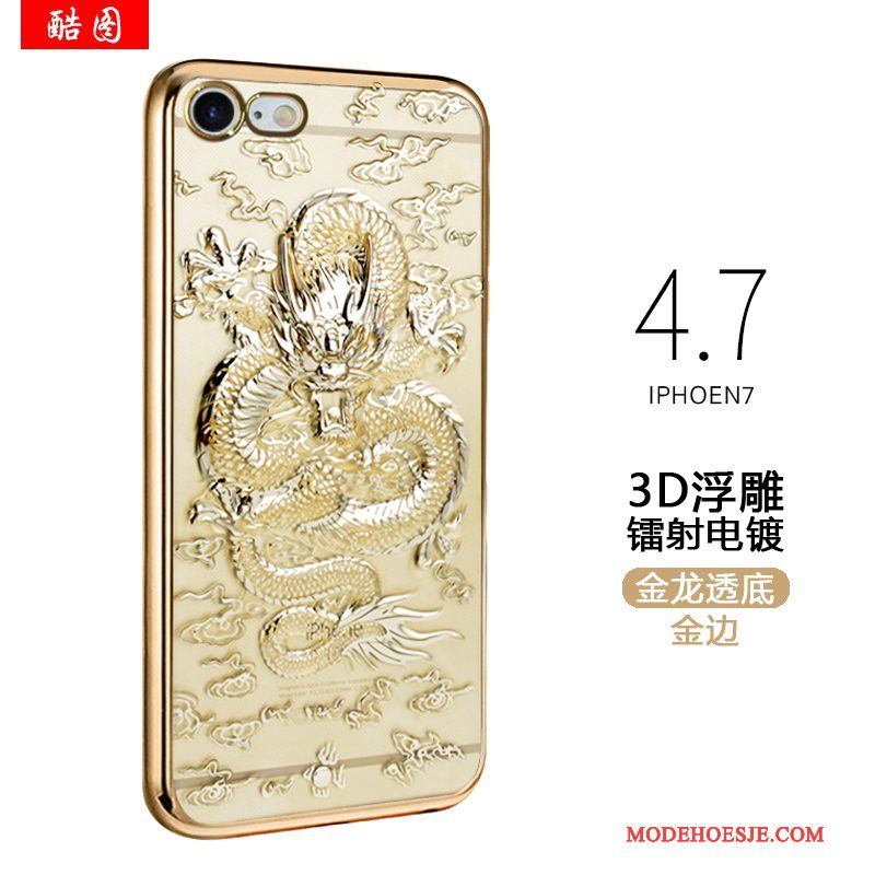 Hoesje iPhone 7 Bescherming Dragon Patroon Trend, Hoes iPhone 7 Zacht Telefoon Anti-fall