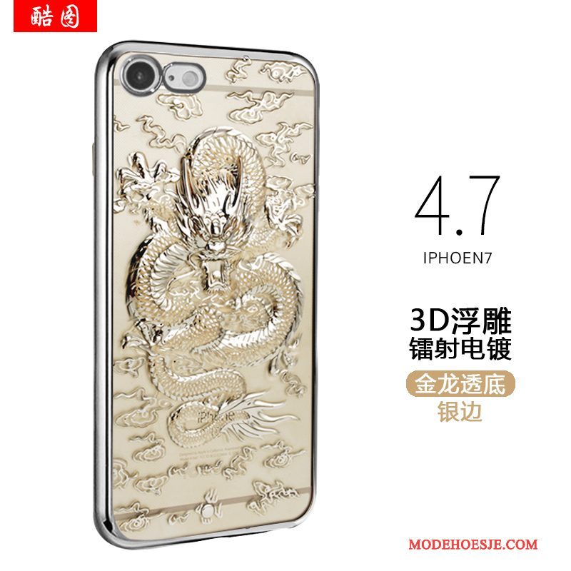 Hoesje iPhone 7 Bescherming Dragon Patroon Trend, Hoes iPhone 7 Zacht Telefoon Anti-fall