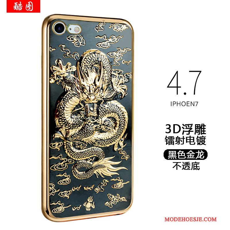 Hoesje iPhone 7 Bescherming Dragon Patroon Trend, Hoes iPhone 7 Zacht Telefoon Anti-fall