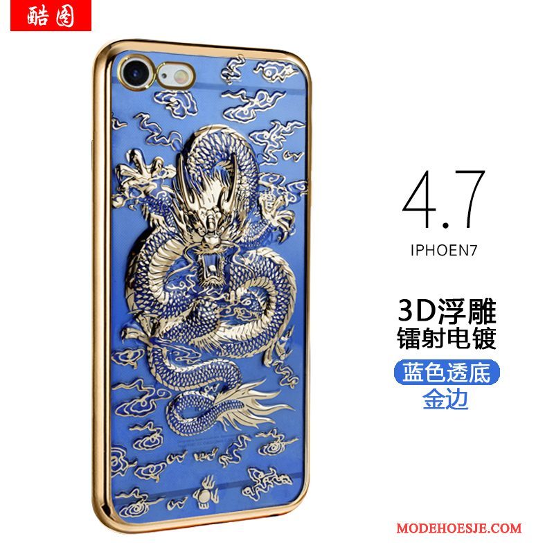 Hoesje iPhone 7 Bescherming Dragon Patroon Trend, Hoes iPhone 7 Zacht Telefoon Anti-fall