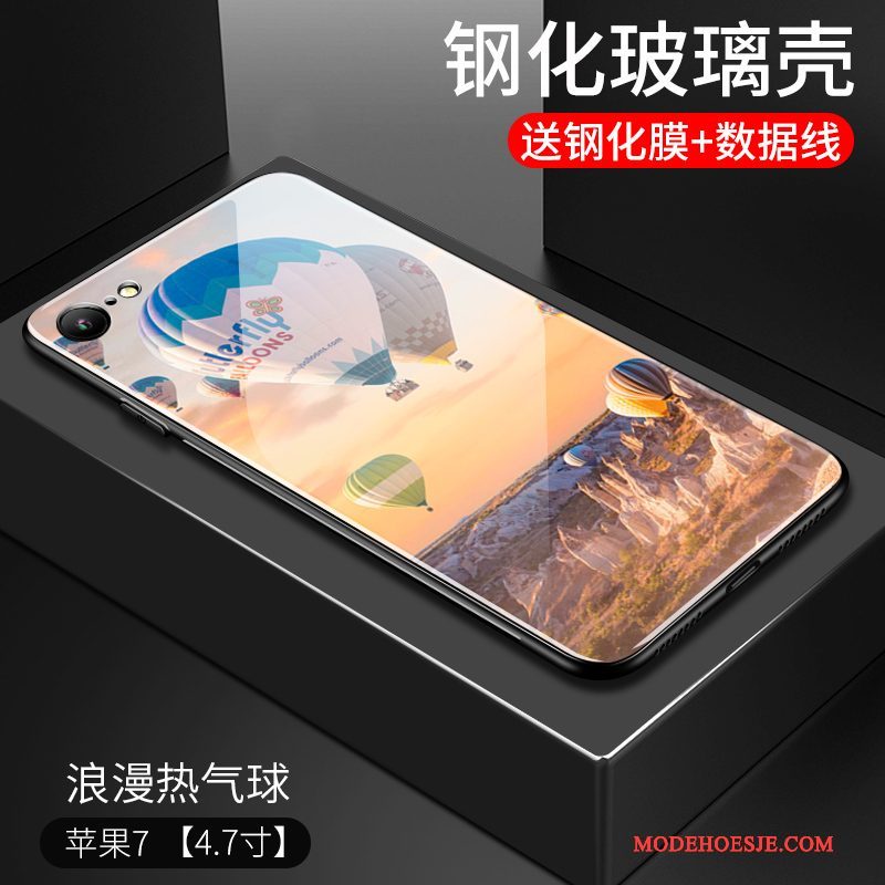 Hoesje iPhone 7 Bescherming Glastelefoon, Hoes iPhone 7 Zakken Blauw Spiegel