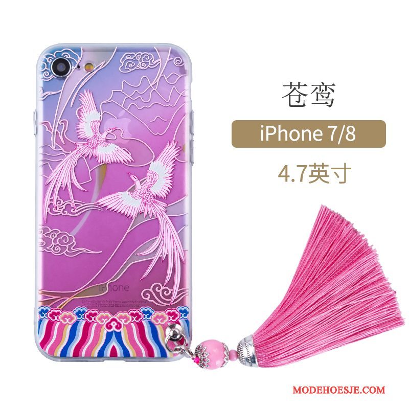 Hoesje iPhone 7 Bescherming Kunst Chinese Stijl, Hoes iPhone 7 Blauwtelefoon