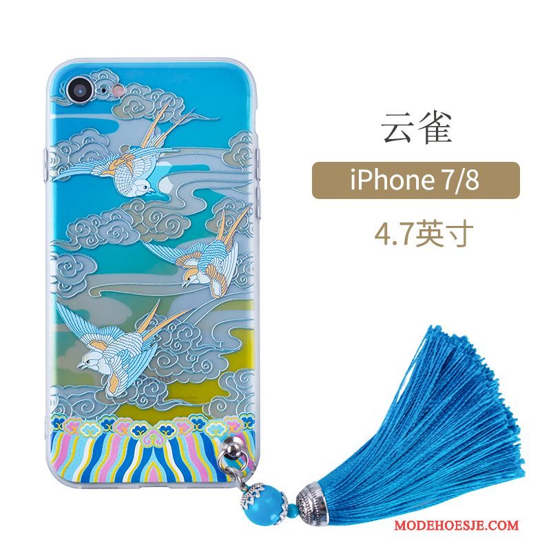 Hoesje iPhone 7 Bescherming Kunst Chinese Stijl, Hoes iPhone 7 Blauwtelefoon