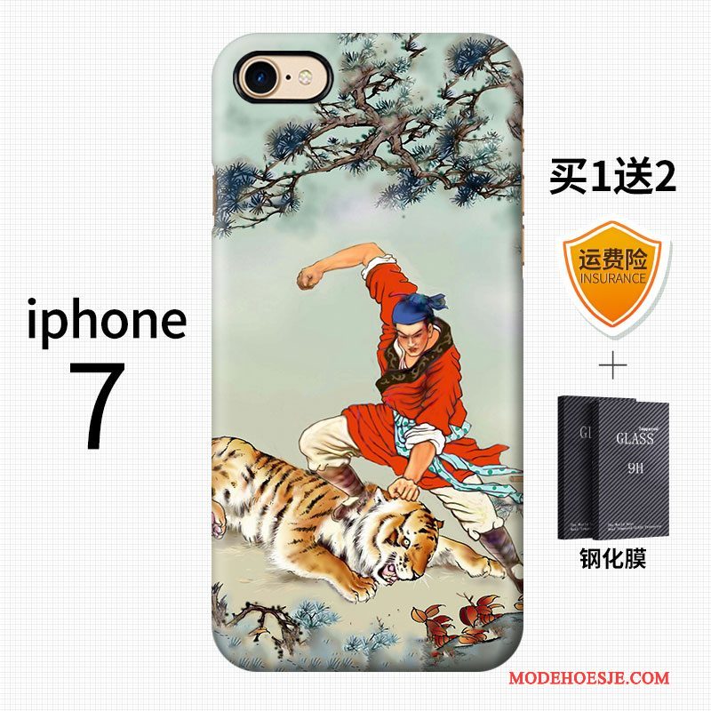 Hoesje iPhone 7 Kleur Kunst Kraan, Hoes iPhone 7 Vintage Chinese Stijltelefoon