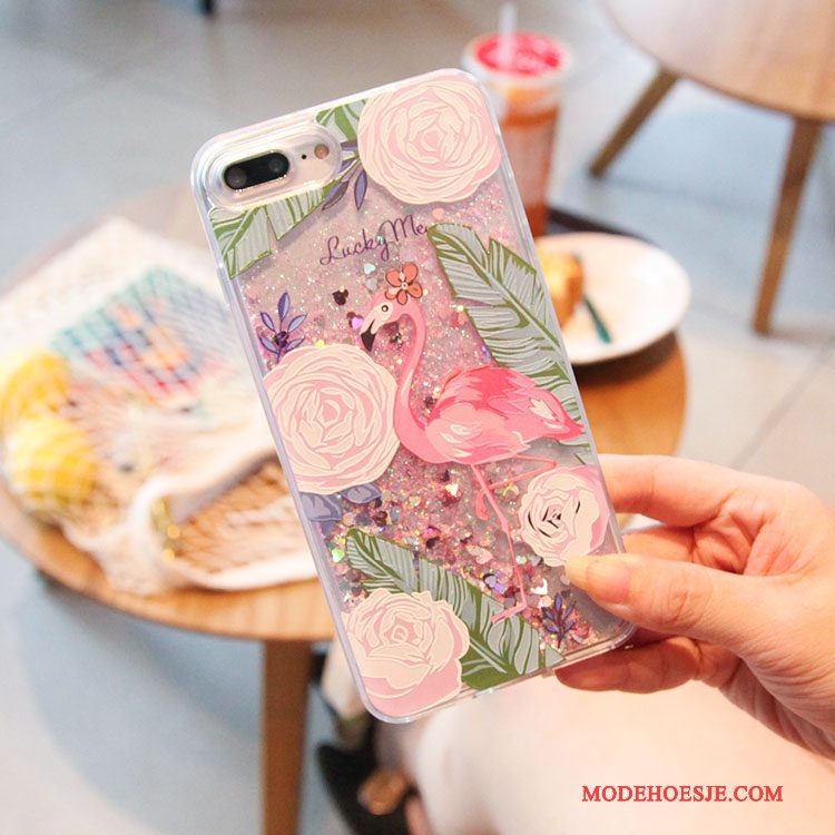 Hoesje iPhone 7 Kleur Roze Bloemen, Hoes iPhone 7 Drijfzandtelefoon