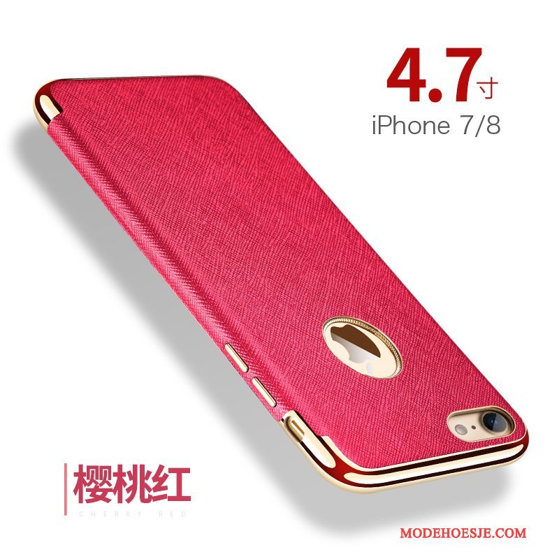 Hoesje iPhone 7 Leer Kwaliteit Anti-fall, Hoes iPhone 7 Zacht Telefoon Roze