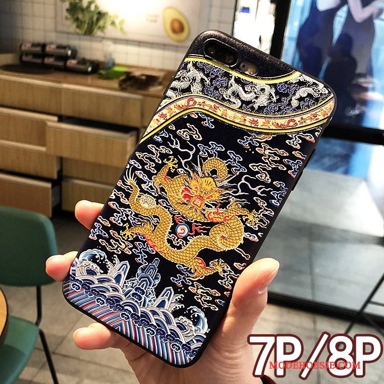 Hoesje iPhone 7 Plus Bescherming Telefoon Anti-fall, Hoes iPhone 7 Plus Zakken Nieuw Dragon Patroon