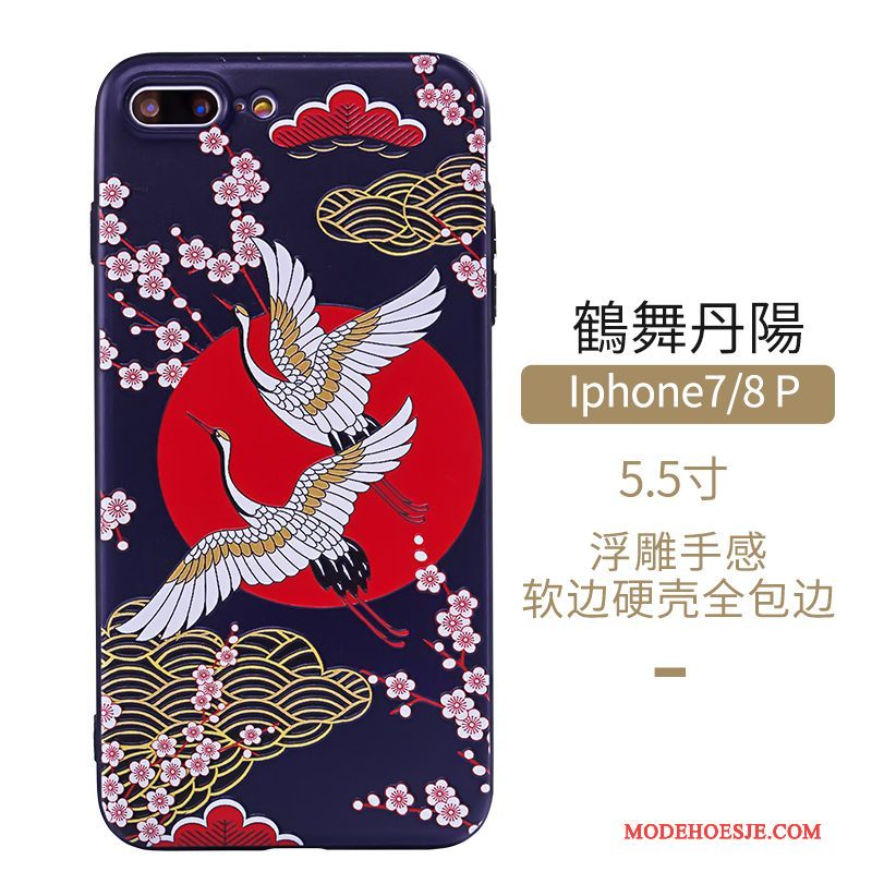 Hoesje iPhone 7 Plus Kleur Chinese Stijl Kunst, Hoes iPhone 7 Plus Bescherming Windtelefoon