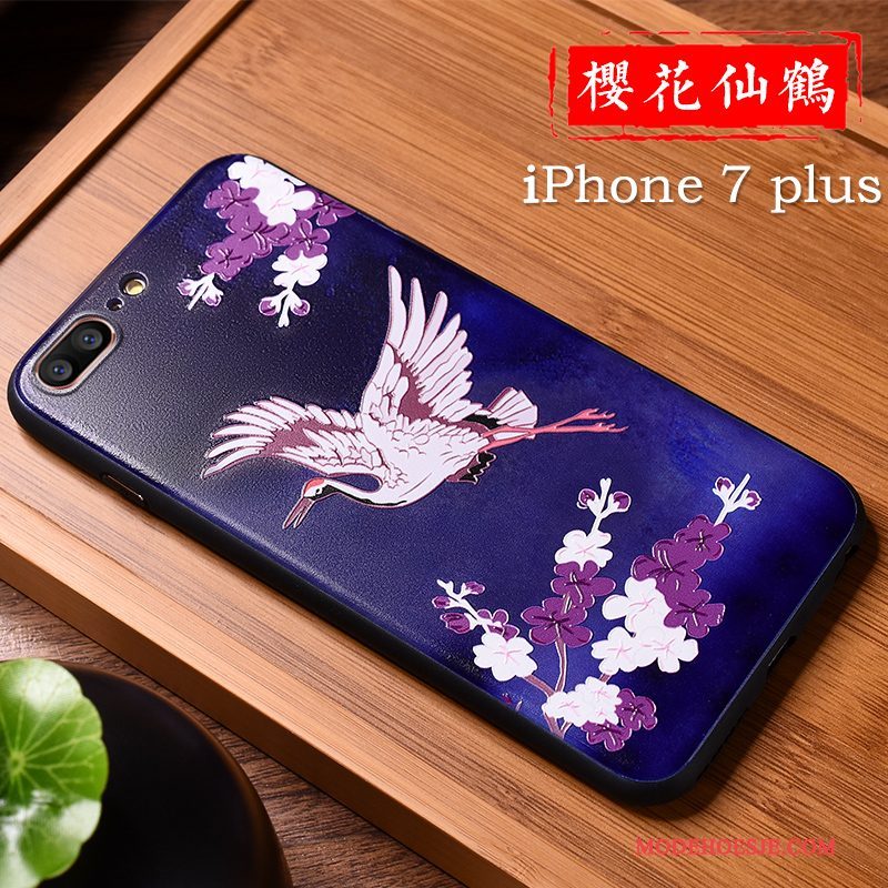 Hoesje iPhone 7 Plus Kleur Lovers Rijkdom, Hoes iPhone 7 Plus Reliëf Chinese Stijl Nieuw