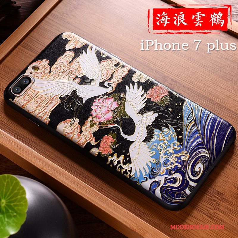 Hoesje iPhone 7 Plus Kleur Lovers Rijkdom, Hoes iPhone 7 Plus Reliëf Chinese Stijl Nieuw