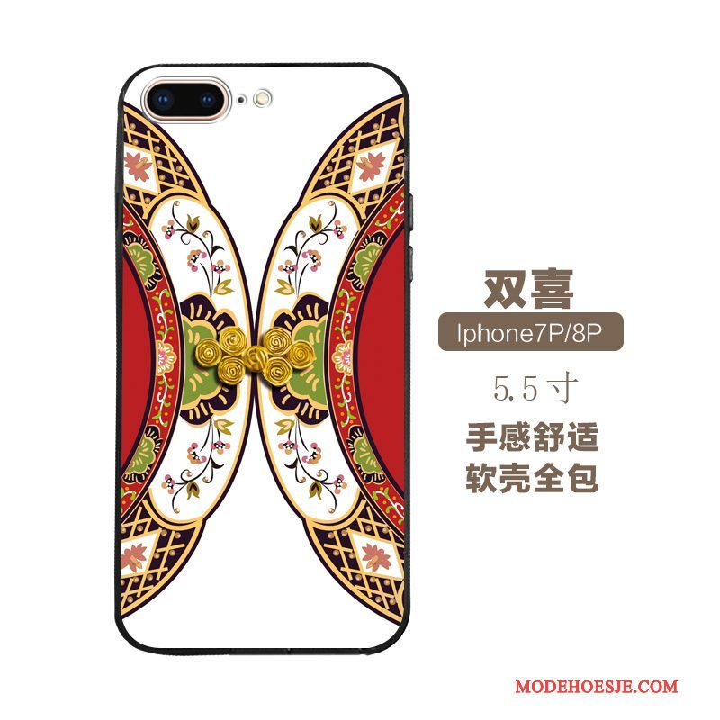 Hoesje iPhone 7 Plus Kleur Telefoon Chinese Stijl, Hoes iPhone 7 Plus Vintage Kunst Etnische