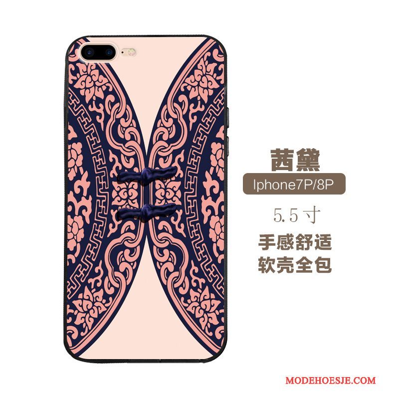 Hoesje iPhone 7 Plus Kleur Telefoon Chinese Stijl, Hoes iPhone 7 Plus Vintage Kunst Etnische