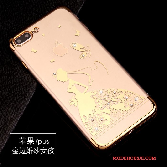 Hoesje iPhone 7 Plus Luxe Telefoon Anti-fall, Hoes iPhone 7 Plus Zakken Goud Trend