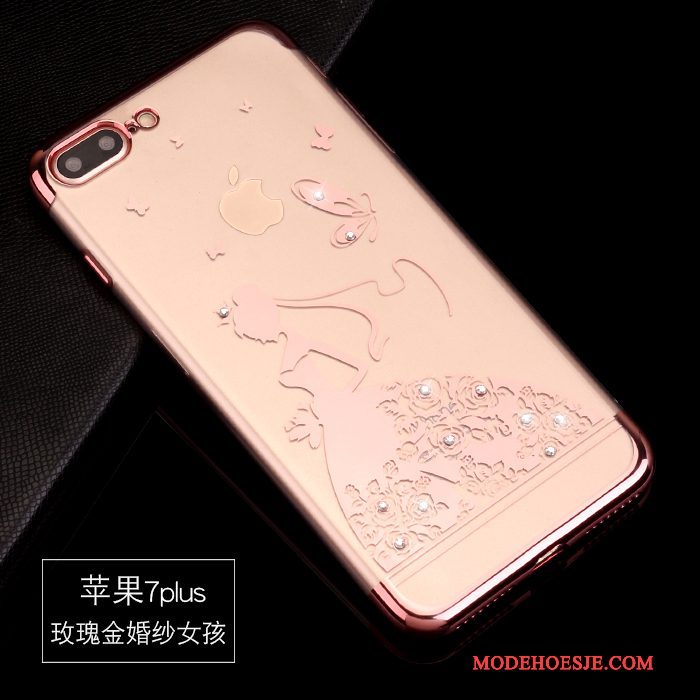 Hoesje iPhone 7 Plus Luxe Telefoon Anti-fall, Hoes iPhone 7 Plus Zakken Goud Trend