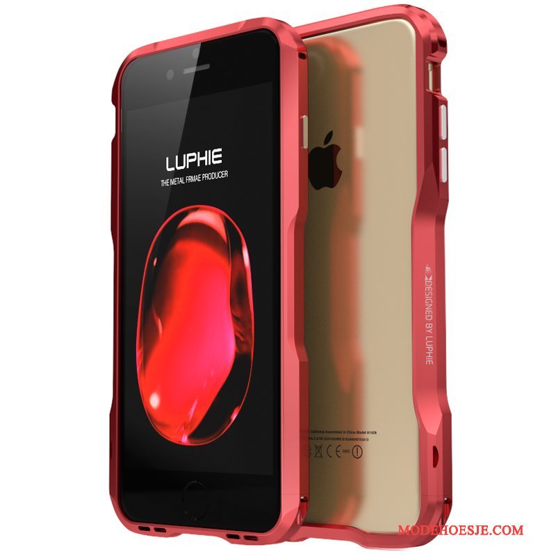 Hoesje iPhone 7 Plus Metaal Omlijsting Nieuw, Hoes iPhone 7 Plus Bescherming Goudtelefoon