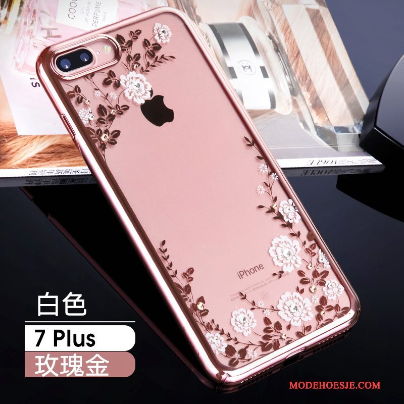 Hoesje iPhone 7 Plus Strass Goud Nieuw, Hoes iPhone 7 Plus Zakken Telefoon Trendy Merk