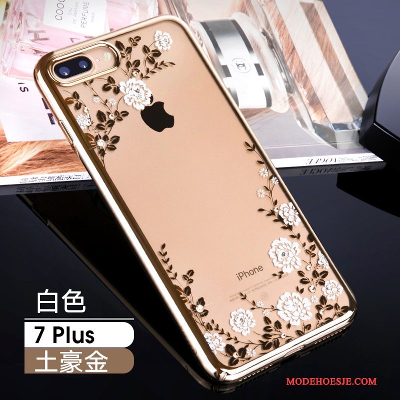 Hoesje iPhone 7 Plus Strass Goud Nieuw, Hoes iPhone 7 Plus Zakken Telefoon Trendy Merk