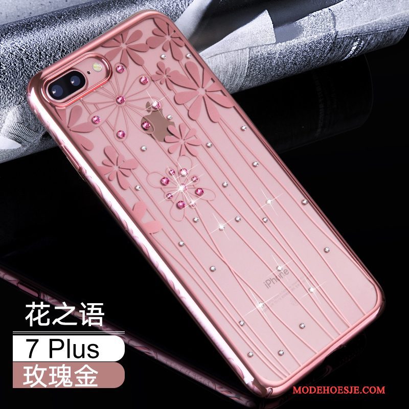 Hoesje iPhone 7 Plus Strass Hard Roze, Hoes iPhone 7 Plus Zakken Trend Anti-fall