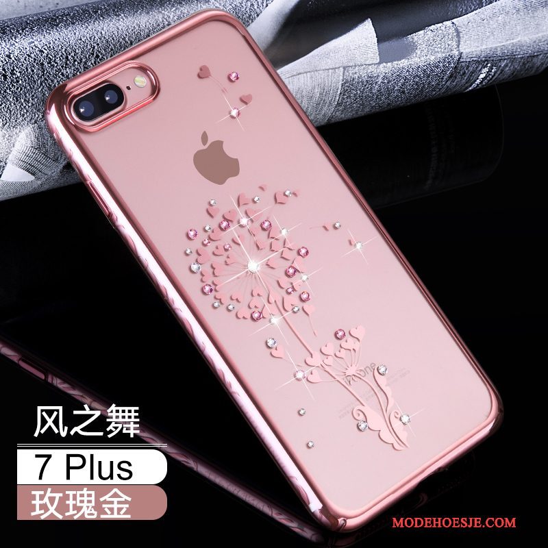 Hoesje iPhone 7 Plus Strass Hard Roze, Hoes iPhone 7 Plus Zakken Trend Anti-fall