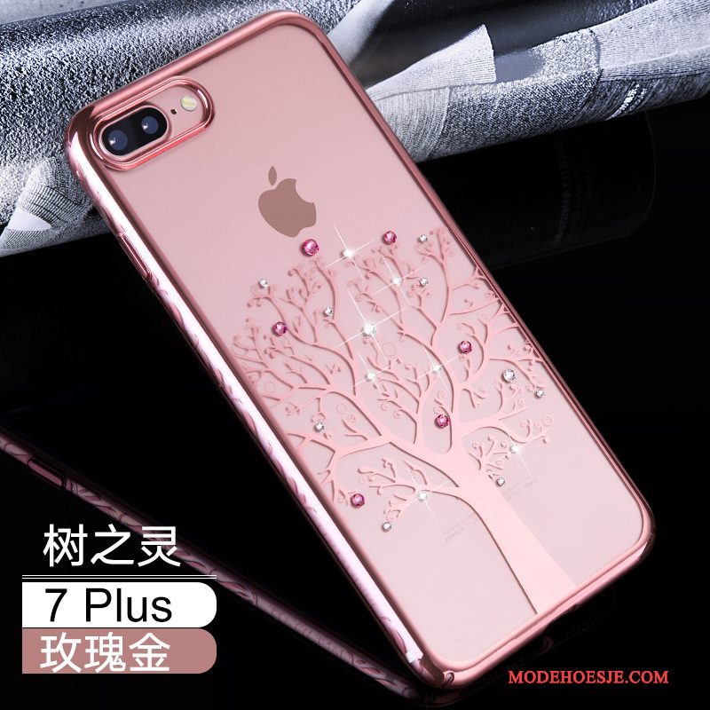 Hoesje iPhone 7 Plus Strass Hard Roze, Hoes iPhone 7 Plus Zakken Trend Anti-fall