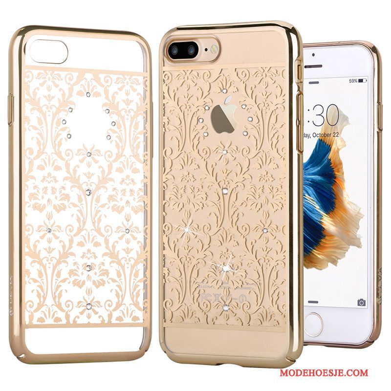 Hoesje iPhone 7 Plus Strass Plating Goud, Hoes iPhone 7 Plus Zakken Telefoon Roze