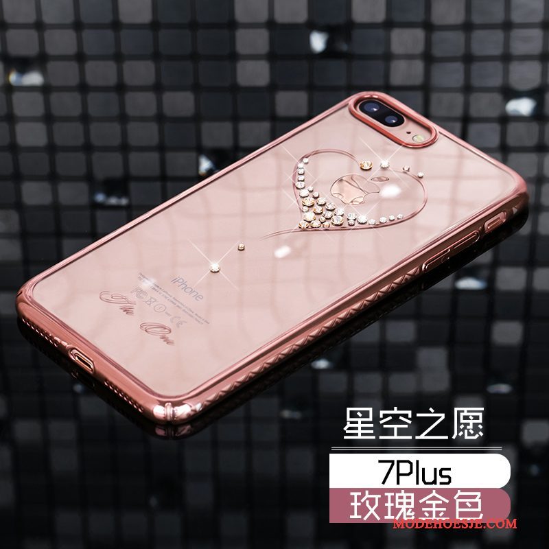 Hoesje iPhone 7 Plus Strass Roze Hard, Hoes iPhone 7 Plus Bescherming Anti-fall Dun