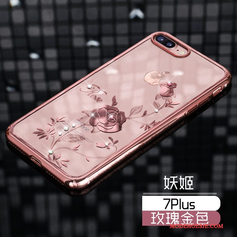 Hoesje iPhone 7 Plus Strass Roze Hard, Hoes iPhone 7 Plus Bescherming Anti-fall Dun