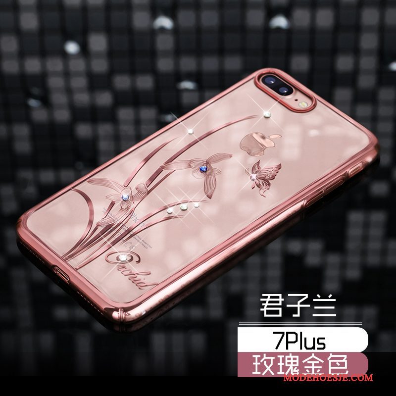 Hoesje iPhone 7 Plus Strass Roze Hard, Hoes iPhone 7 Plus Bescherming Anti-fall Dun