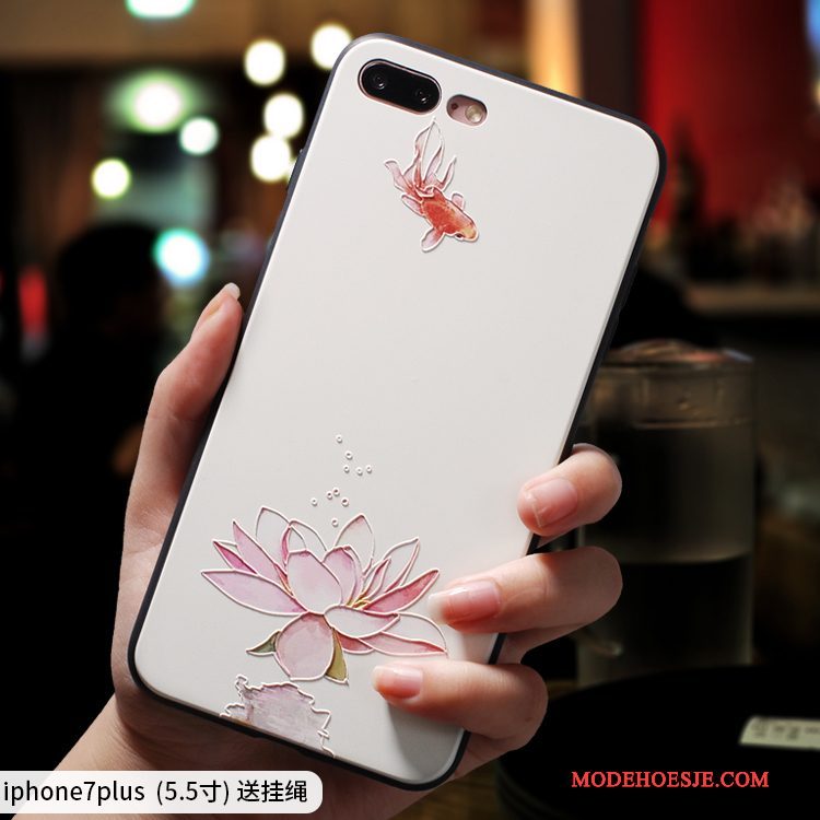 Hoesje iPhone 7 Plus Zacht Anti-fall Purper, Hoes iPhone 7 Plus Zakken Wit Chinese Stijl