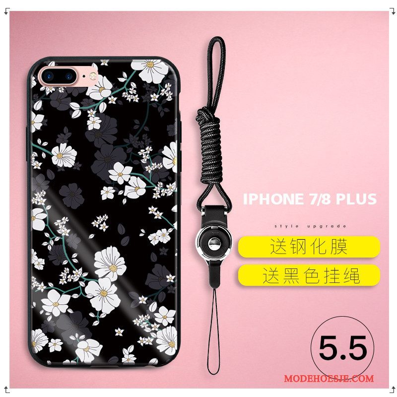 Hoesje iPhone 7 Plus Zacht Nieuw Bloemen, Hoes iPhone 7 Plus Siliconen Glastelefoon