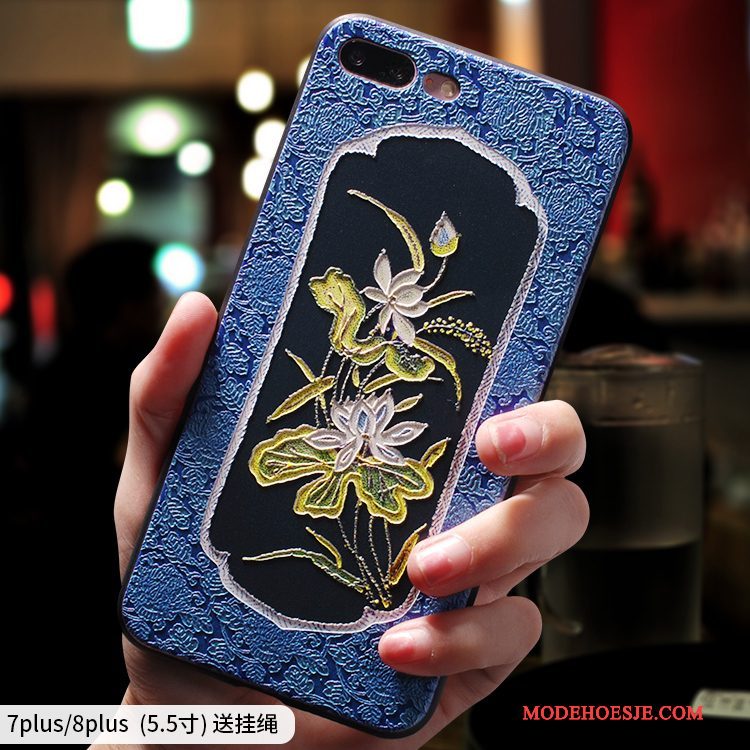 Hoesje iPhone 7 Plus Zakken Blauw Persoonlijk, Hoes iPhone 7 Plus Scheppend Chinese Stijl Anti-fall