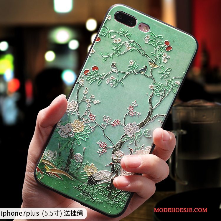 Hoesje iPhone 7 Plus Zakken Chinese Stijl Hanger, Hoes iPhone 7 Plus Siliconen Elegante Groen